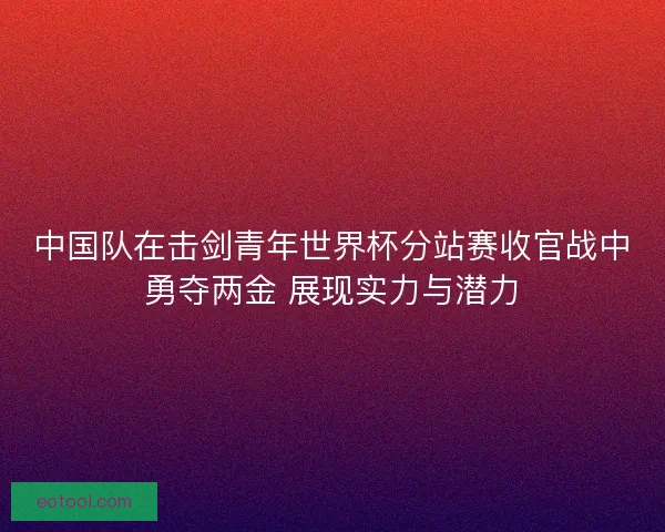 中国队在击剑青年世界杯分站赛收官战中勇夺两金 展现实力与潜力